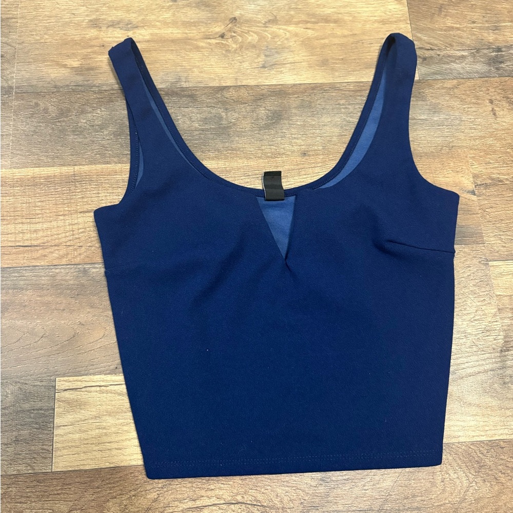 💙 Windsor Navy Blue V-Neck Crop Tank Top | Size Small